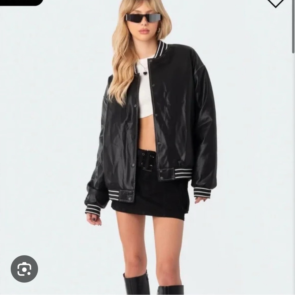 Edikted Black and White Bomber Jacket